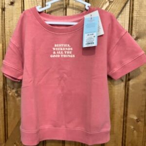 NWT: Grayson mini short sleeved sweatshirt: “Besties,Weekends & All the good t
